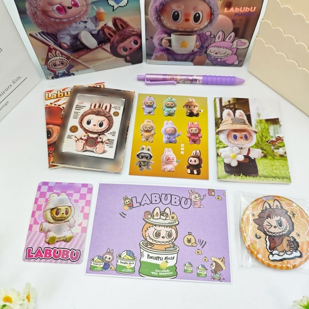 LABUBU School Supply Gift Set,Kids Stationery Goodie Bag,notebook,badge,stickers